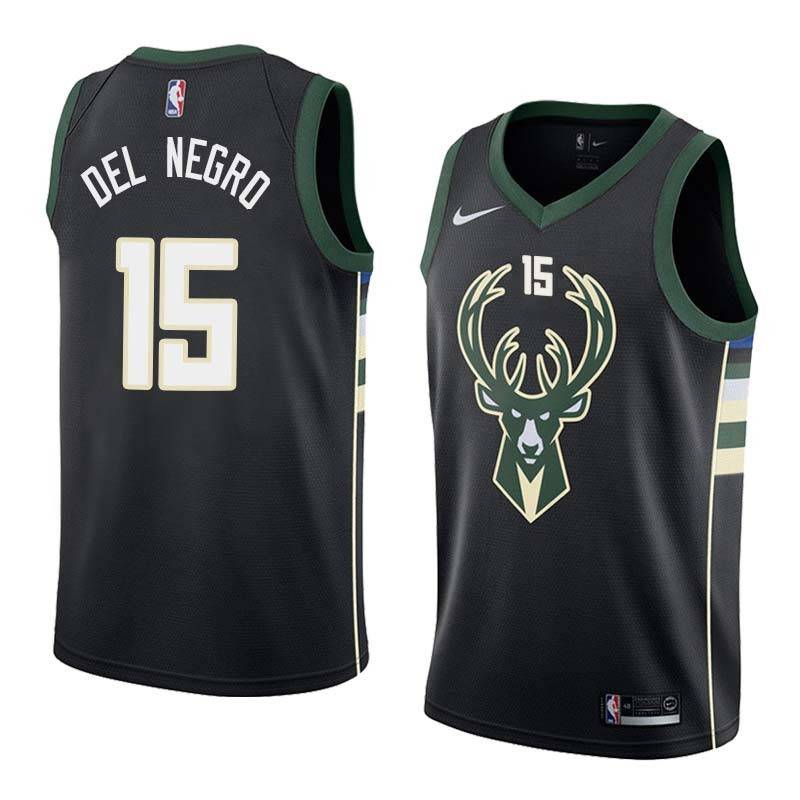 Black2 Vinny Del Negro Bucks #15 Twill Basketball Jersey FREE SHIPPING