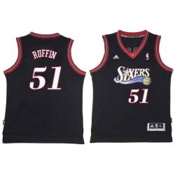 Black Throwback Michael Ruffin Twill Basketball Jersey -76ers #51 Ruffin Twill Jerseys, FREE SHIPPING