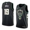 Black2 Damon Jones Bucks #19 Twill Basketball Jersey FREE SHIPPING