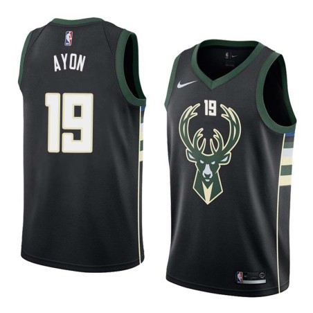 Black2 Gustavo Ayon Bucks #19 Twill Basketball Jersey FREE SHIPPING