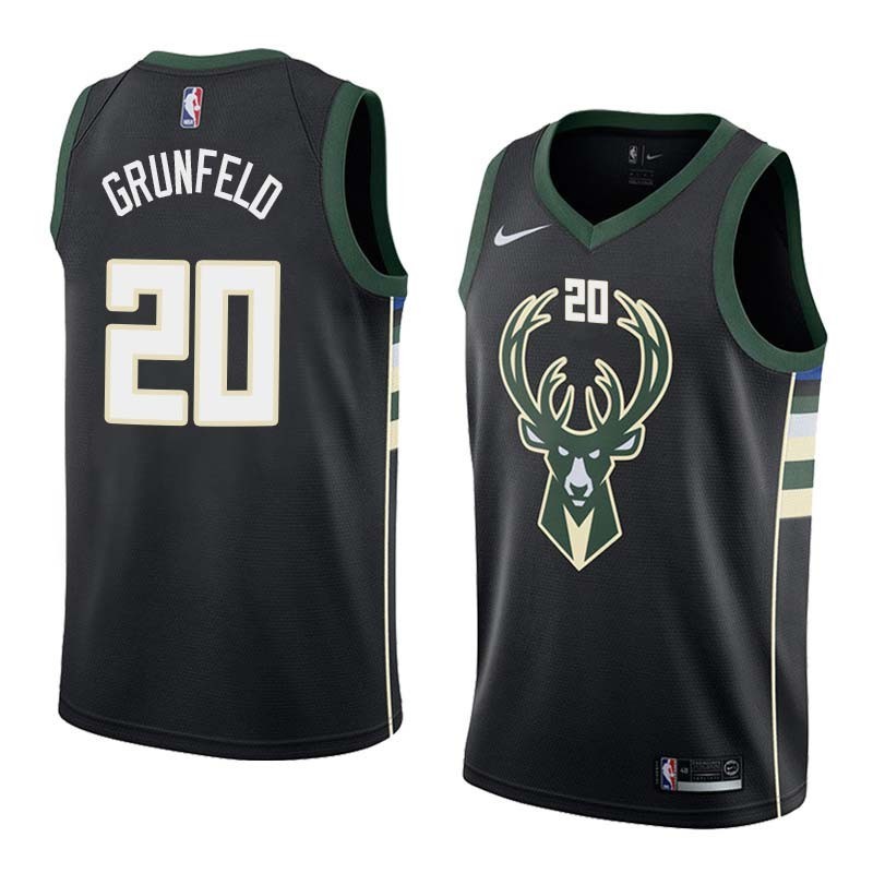 Black2 Ernie Grunfeld Bucks #20 Twill Basketball Jersey FREE SHIPPING