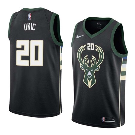 Black2 Roko Ukic Bucks #20 Twill Basketball Jersey FREE SHIPPING