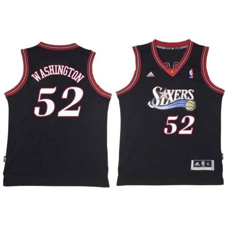 Black Throwback Wilson Washington Twill Basketball Jersey -76ers #52 Washington Twill Jerseys, FREE SHIPPING