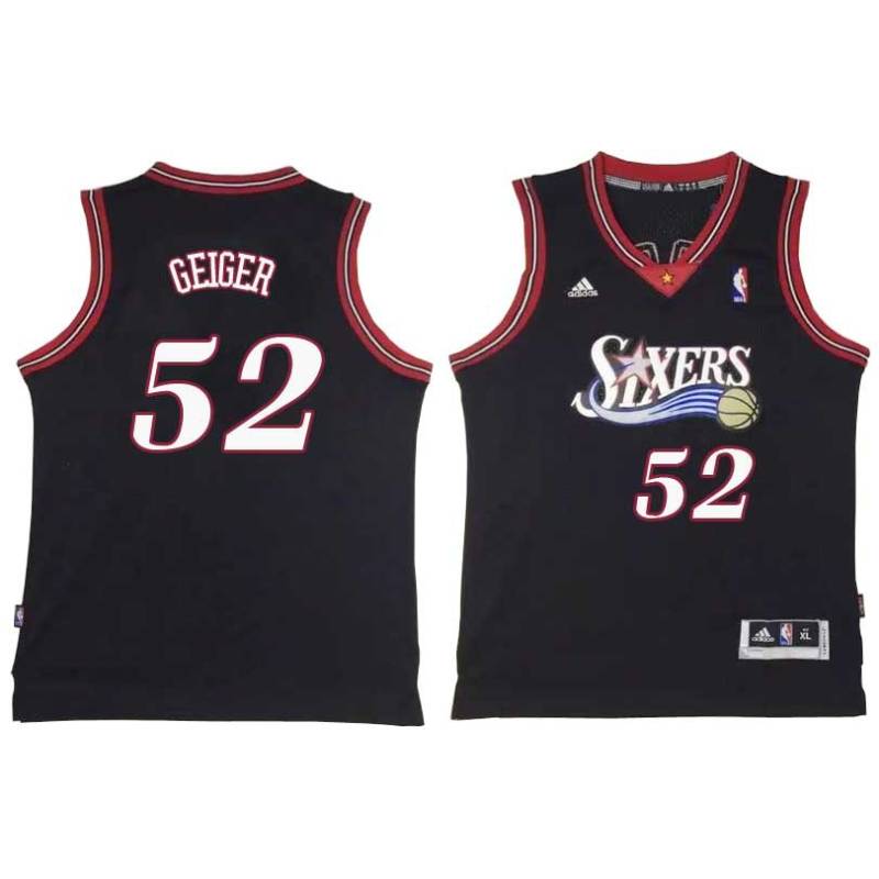 Black Throwback Matt Geiger Twill Basketball Jersey -76ers #52 Geiger Twill Jerseys, FREE SHIPPING