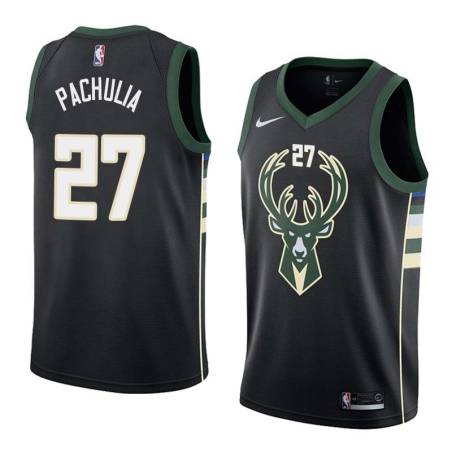 Black2 Zaza Pachulia Bucks #27 Twill Basketball Jersey FREE SHIPPING