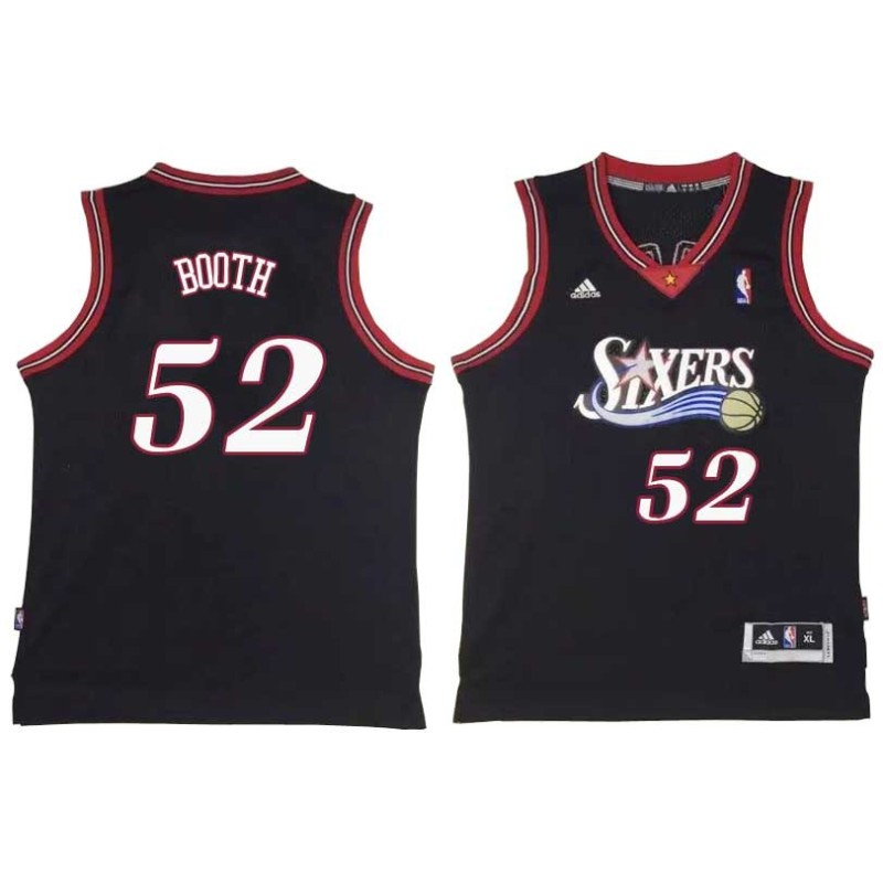 Black Throwback Calvin Booth Twill Basketball Jersey -76ers #52 Booth Twill Jerseys, FREE SHIPPING