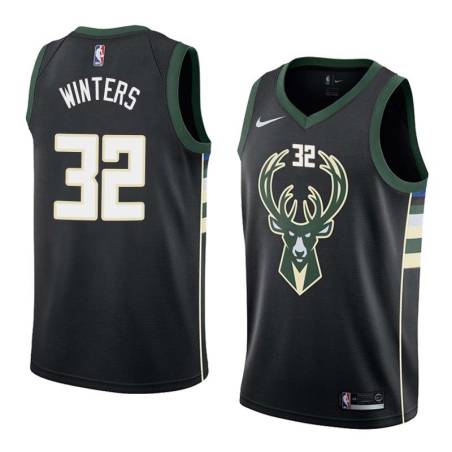 Black2 Brian Winters Bucks #32 Twill Basketball Jersey FREE SHIPPING