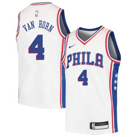 White Keith Van Horn Twill Basketball Jersey -76ers #4 Van Horn Twill Jerseys, FREE SHIPPING