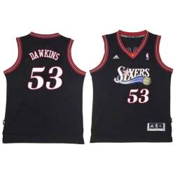 Black Throwback Darryl Dawkins Twill Basketball Jersey -76ers #53 Dawkins Twill Jerseys, FREE SHIPPING