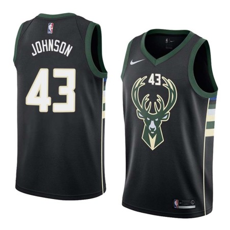 Black2 Mickey Johnson Bucks #43 Twill Basketball Jersey FREE SHIPPING