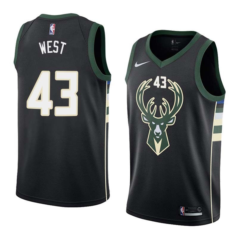 Black2 Mark West Bucks #43 Twill Basketball Jersey FREE SHIPPING