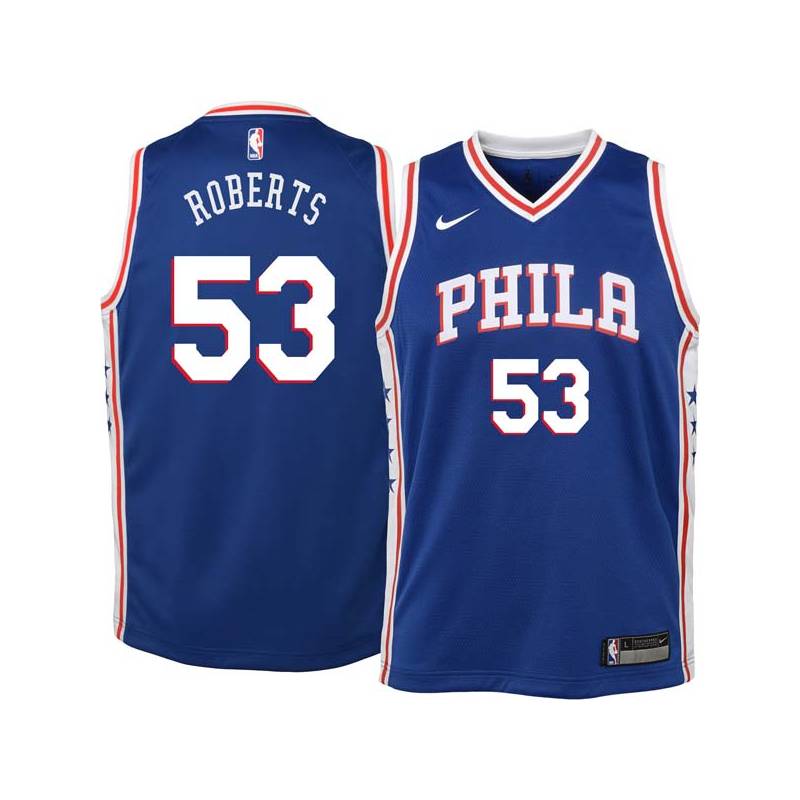 Blue Stanley Roberts Twill Basketball Jersey -76ers #53 Roberts Twill Jerseys, FREE SHIPPING