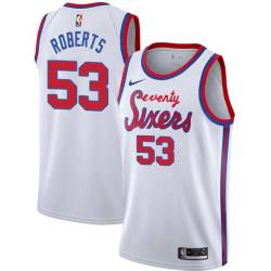 White Classic Stanley Roberts Twill Basketball Jersey -76ers #53 Roberts Twill Jerseys, FREE SHIPPING