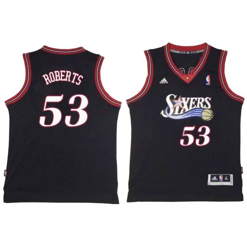 Black Throwback Stanley Roberts Twill Basketball Jersey -76ers #53 Roberts Twill Jerseys, FREE SHIPPING