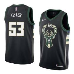 Black2 Alton Lister Bucks #53 Twill Basketball Jersey FREE SHIPPING