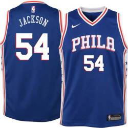 Blue Luke Jackson Twill Basketball Jersey -76ers #54 Jackson Twill Jerseys, FREE SHIPPING