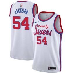 White Classic Luke Jackson Twill Basketball Jersey -76ers #54 Jackson Twill Jerseys, FREE SHIPPING