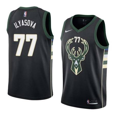 Black2 Ersan Ilyasova Bucks #77 Twill Basketball Jersey FREE SHIPPING