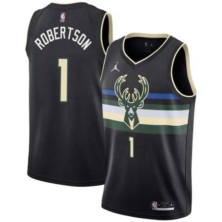 Black Oscar Robertson Bucks #1 Twill Basketball Jersey FREE SHIPPING
