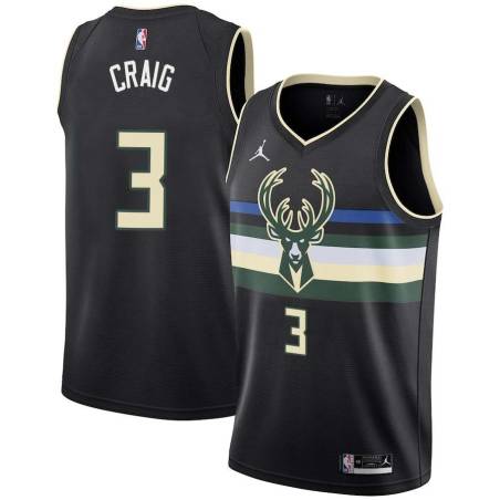 Black Torrey Craig Bucks #3 Twill Basketball Jersey FREE SHIPPING