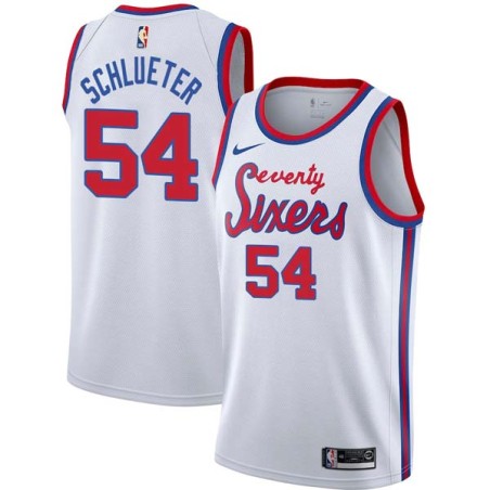 White Classic Dale Schlueter Twill Basketball Jersey -76ers #54 Schlueter Twill Jerseys, FREE SHIPPING