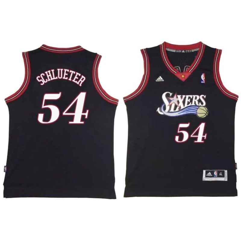 Black Throwback Dale Schlueter Twill Basketball Jersey -76ers #54 Schlueter Twill Jerseys, FREE SHIPPING