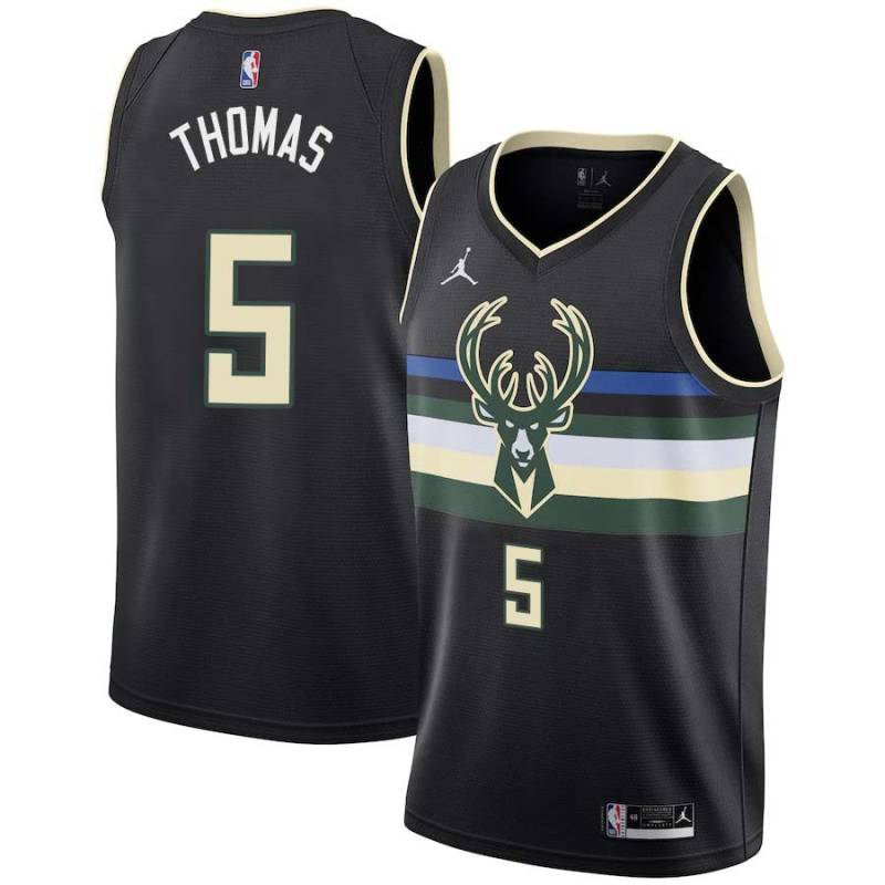 Black Tim Thomas Bucks #5 Twill Basketball Jersey FREE SHIPPING