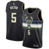 Black Milwaukee #5 D.J. Wilson 2017 Draft Twill Basketball Jersey, Wilson Bucks Twill Jersey