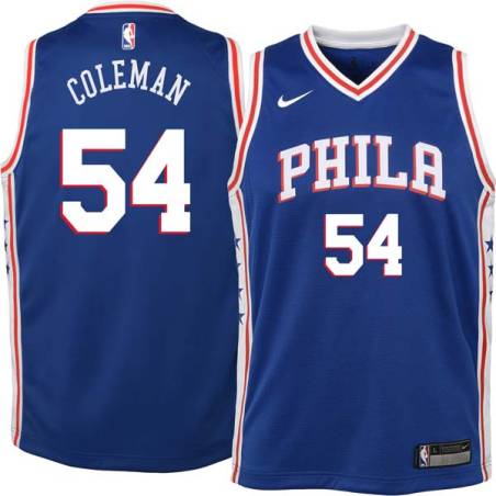 Blue Ben Coleman Twill Basketball Jersey -76ers #54 Coleman Twill Jerseys, FREE SHIPPING