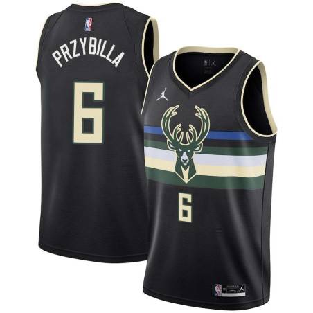 Black Joel Przybilla Bucks #6 Twill Basketball Jersey FREE SHIPPING