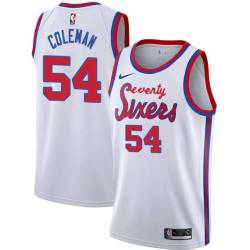 White Classic Ben Coleman Twill Basketball Jersey -76ers #54 Coleman Twill Jerseys, FREE SHIPPING