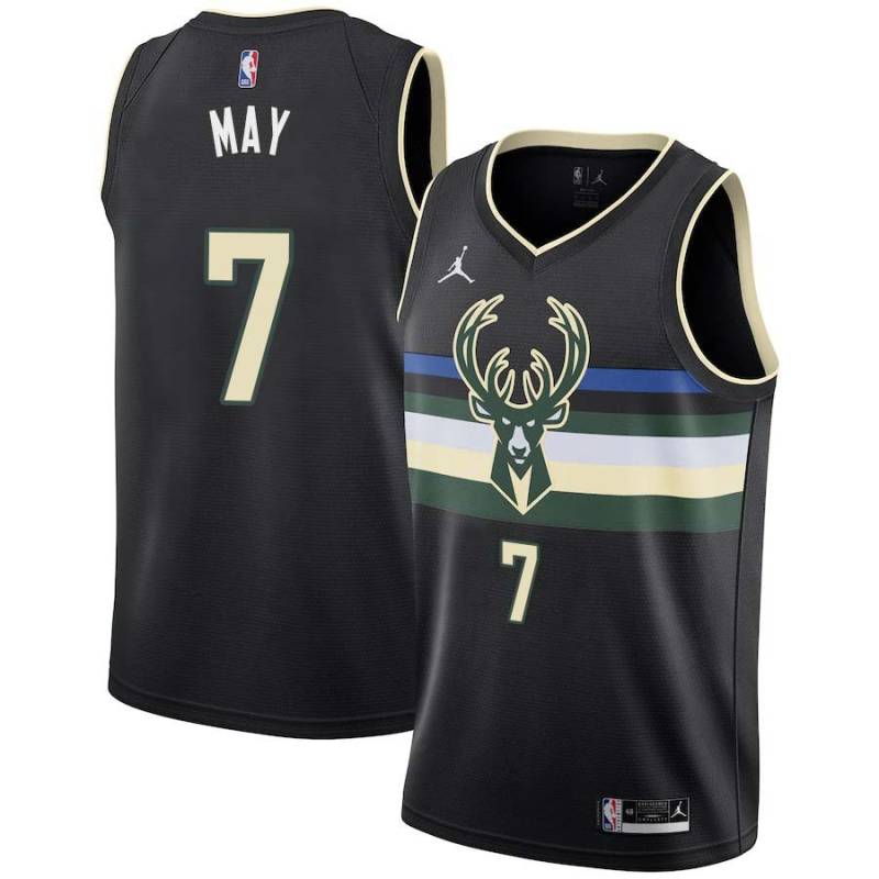 Black Scott May Bucks #7 Twill Basketball Jersey FREE SHIPPING