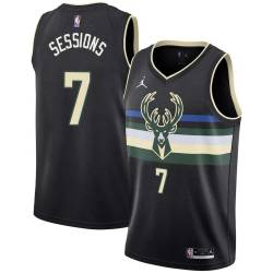 Black Ramon Sessions Bucks #7 Twill Basketball Jersey FREE SHIPPING