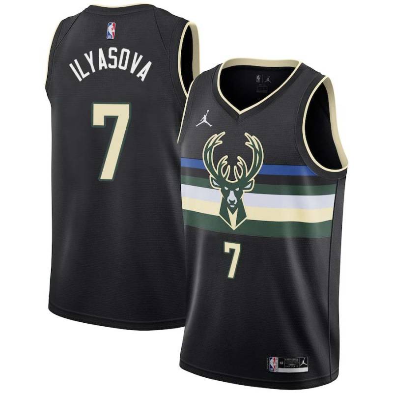 Black Ersan Ilyasova Bucks #7 Twill Basketball Jersey FREE SHIPPING