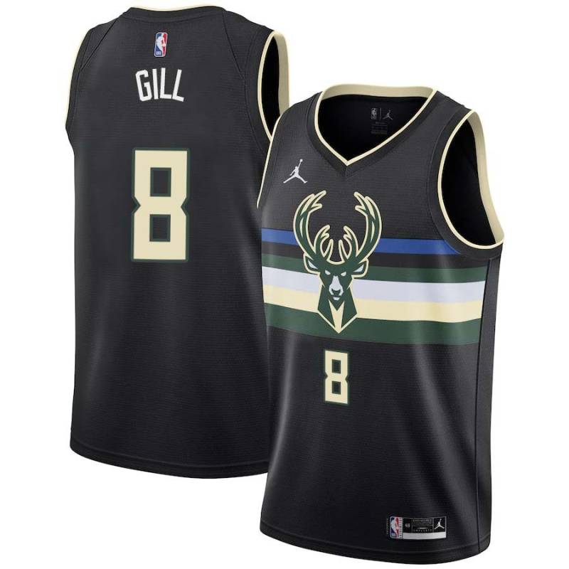 Black Eddie Gill Bucks #8 Twill Basketball Jersey FREE SHIPPING