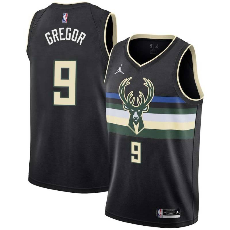 Black Gary Gregor Bucks #9 Twill Basketball Jersey FREE SHIPPING