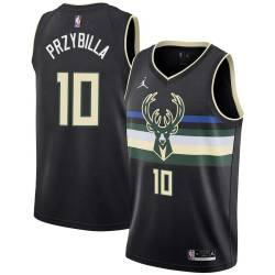 Black Joel Przybilla Bucks #10 Twill Basketball Jersey FREE SHIPPING