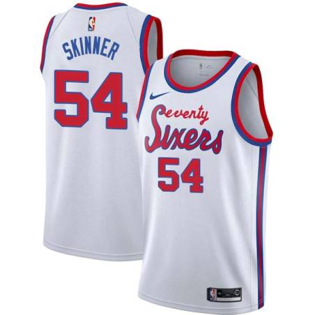 White Classic Brian Skinner Twill Basketball Jersey -76ers #54 Skinner Twill Jerseys, FREE SHIPPING