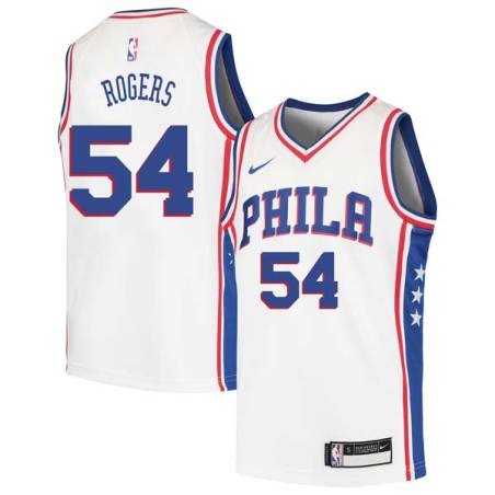 White Rodney Rogers Twill Basketball Jersey -76ers #54 Rogers Twill Jerseys, FREE SHIPPING