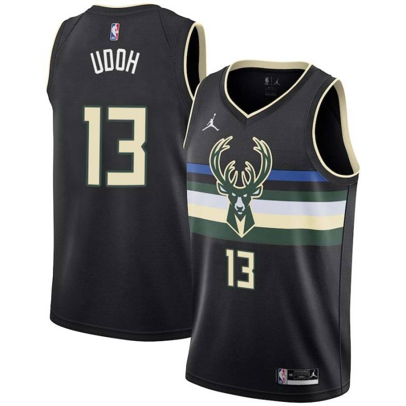 Black Ekpe Udoh Bucks #13 Twill Basketball Jersey FREE SHIPPING