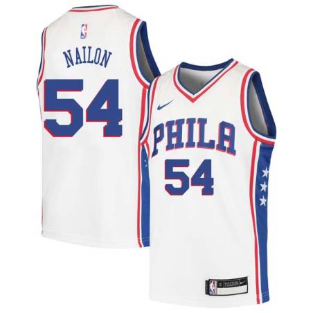 White Lee Nailon Twill Basketball Jersey -76ers #54 Nailon Twill Jerseys, FREE SHIPPING