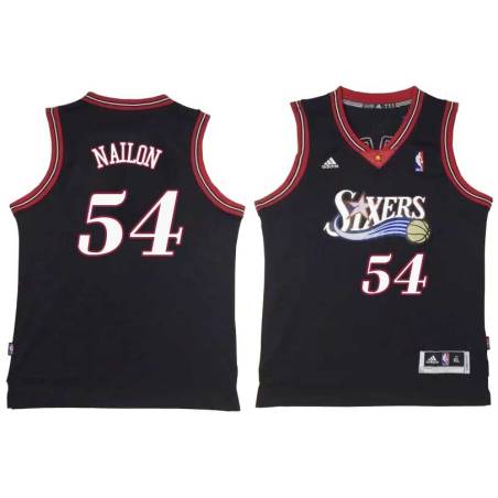 Black Throwback Lee Nailon Twill Basketball Jersey -76ers #54 Nailon Twill Jerseys, FREE SHIPPING