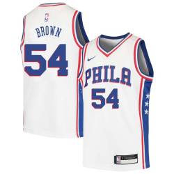 White Kwame Brown Twill Basketball Jersey -76ers #54 Brown Twill Jerseys, FREE SHIPPING
