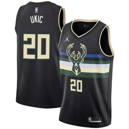 Black Roko Ukic Bucks #20 Twill Basketball Jersey FREE SHIPPING