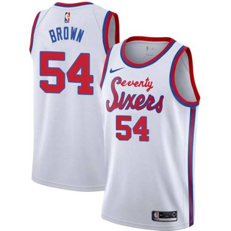 White Classic Kwame Brown Twill Basketball Jersey -76ers #54 Brown Twill Jerseys, FREE SHIPPING