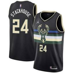 Black Jerry Stackhouse Bucks #24 Twill Basketball Jersey FREE SHIPPING