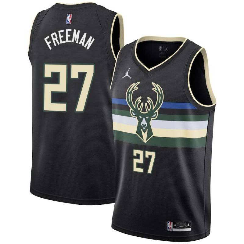 Black Gary Freeman Bucks #27 Twill Basketball Jersey FREE SHIPPING