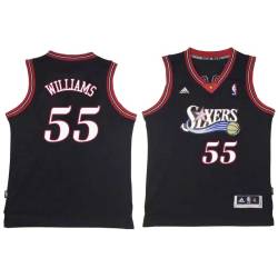 Black Throwback Jayson Williams Twill Basketball Jersey -76ers #55 Williams Twill Jerseys, FREE SHIPPING