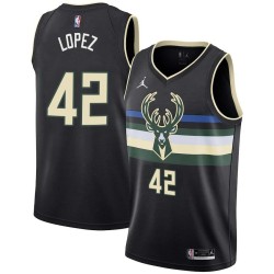 Black Robin Lopez Bucks #42 Twill Basketball Jersey FREE SHIPPING