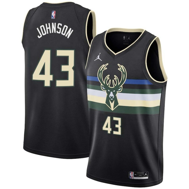 Black Mickey Johnson Bucks #43 Twill Basketball Jersey FREE SHIPPING